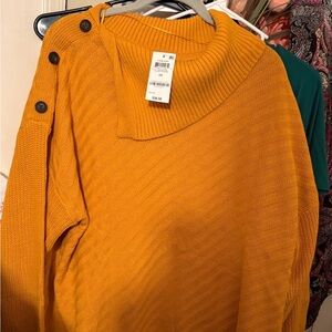 Women's Mustard Sweater with Button Detail